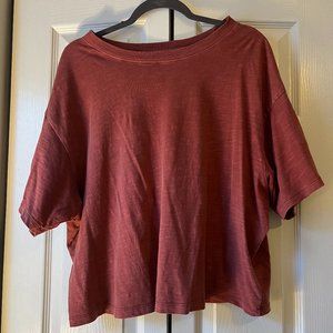 Red Burgundy Cropped Tee | Size XL